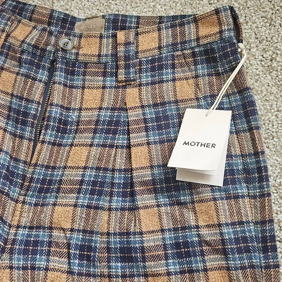 NWT Mother Denim Pleated Maven Prep Sneak Trousers In Delta Dawn Plaid size 30 - Picture 9 of 9